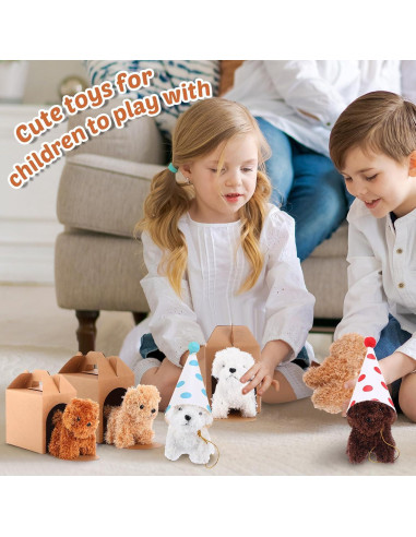 Conjunto 20 Mini Perros de Peluche Motionchic con Sombreros