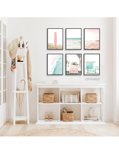 Conjunto de 6 Pósters de Playa 20x25 cm Sin Marco