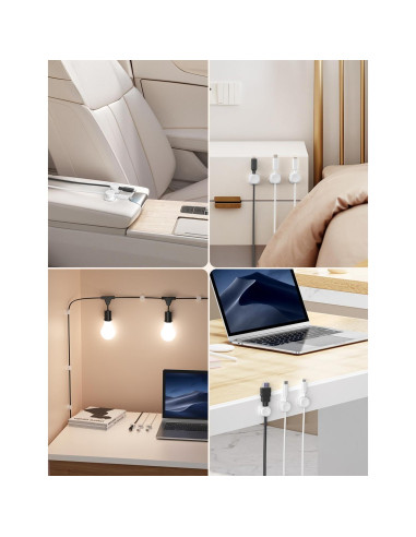 Organizador de Cables TIKIWIK - Paquete de 6 Clips Magnéticos Blanco