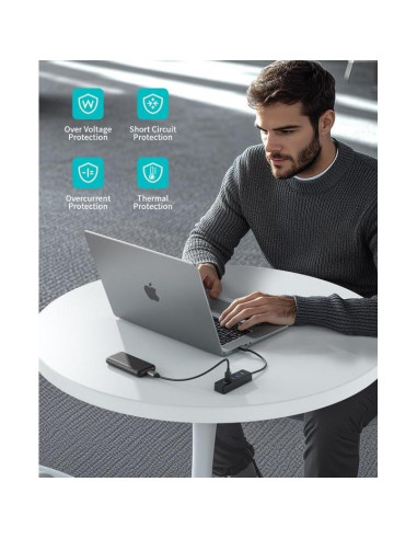 Hub USB 3.2 PHIXERO de 4 Puertos Compacto para Laptop