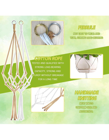 Colgadores de Plantas de Macramé Roucerlin 60 y 80 cm 4 Pcs