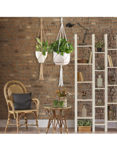 Colgadores de Plantas de Macramé Roucerlin 60 y 80 cm 4 Pcs
