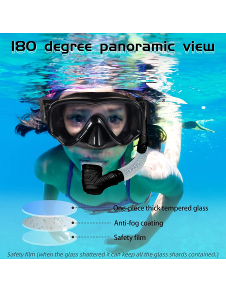 Máscara de Buceo Seago para Niños 5-15 Años Antivaho 180