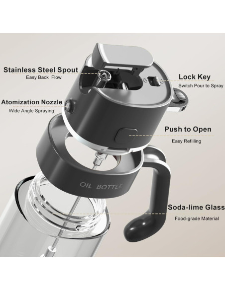 Rociador de Aceite Whisary 550 ml Reutilizable para Cocina Rociador de Aceite Whisary 550 ml Reutilizable para Cocina