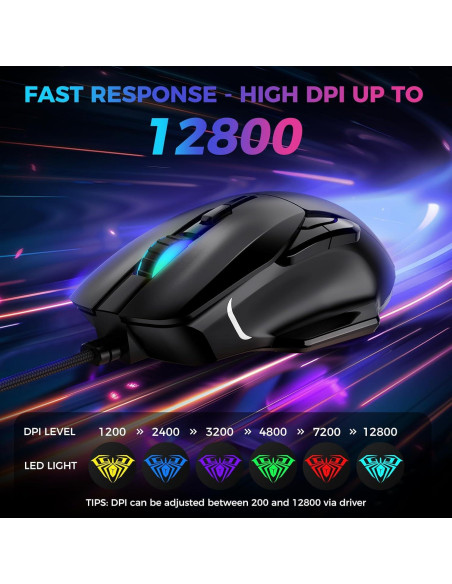 Ratón Gaming AULA F815 RGB 12800 DPI 6 Botones Macro Ratón Gaming AULA F815 RGB 12800 DPI 6 Botones Macro