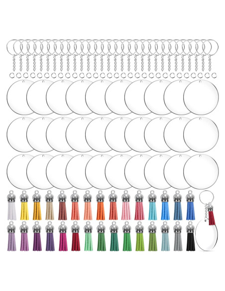 Juego de Llaveros Acrílicos Duufin 72 Piezas con Borlas Coloridas Juego de Llaveros Acrílicos Duufin 72 Piezas con Borlas Coloridas