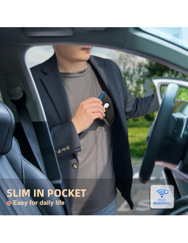 Cartera delgada Bulliant para hombres con bloqueo RFID y Airtag