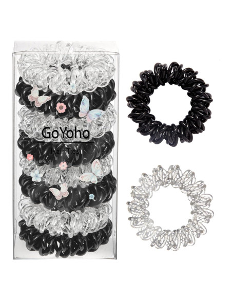 Lazos de Cabello Espirales GoYoho - 8 Piezas Negro y Blanco Lazos de Cabello Espirales GoYoho - 8 Piezas Negro y Blanco