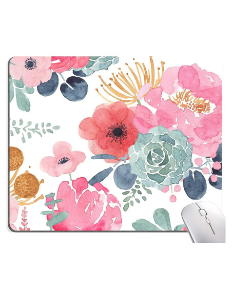 Alfombrilla de Ratón KUOSGM Floral Rosa 24.1x20.1cm Antideslizante Alfombrilla de Ratón KUOSGM Floral Rosa 24.1x20.1cm Antideslizante