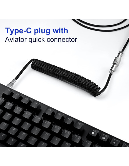 Cable Enrollado USB-C UCINNOVATE 1.8m con Conector Aviador Cable Enrollado USB-C UCINNOVATE 1.8m con Conector Aviador