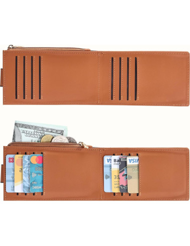 Billetera Slim Chelmon Bifold con Bloqueo RFID Marrón Claro