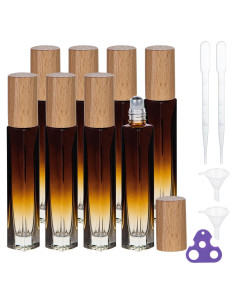 Yebeauty 4 Botellas de Vidrio 10ml con Rodillo para Aceites