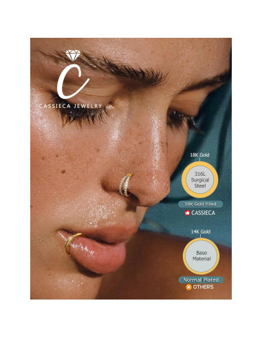 Aros de Nariz CASSIECA 5Pcs Acero Quirúrgico Hipoalergénico