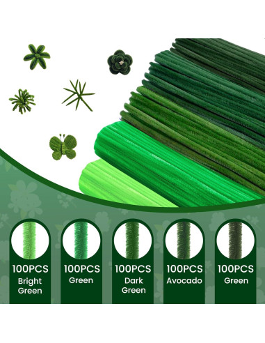 500 Limpiapipas Verdes Sykart 30cm x 8mm para Manualidades