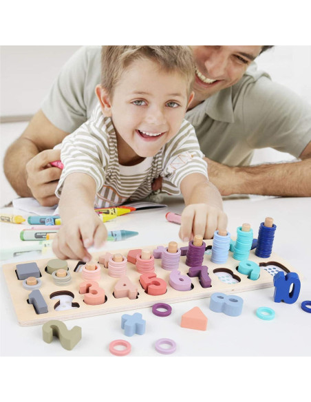 Apilador de Formas Contadoras QZMTOY - Juguete Educativo de Madera Apilador de Formas Contadoras QZMTOY - Juguete Educativo de Madera