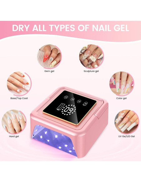 Lámpara UV de Uñas Inalámbrica SUBAY 108W Rosa con 4 Modos Lámpara UV de Uñas Inalámbrica SUBAY 108W Rosa con 4 Modos