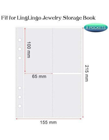 Páginas Internas Refill Transparentes LingLingo 20 Hojas 160 Bolsillos