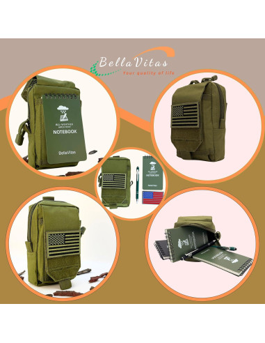 Funda Táctica Molle BellaVitas Verde Ejercito 10.4x16.5cm