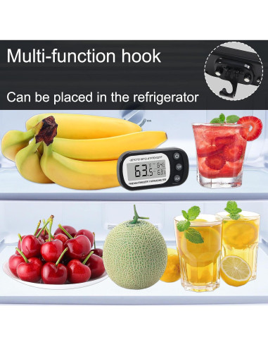 Termómetro Digital de Refrigerador DORHEA 2 Pcs Pantalla LCD
