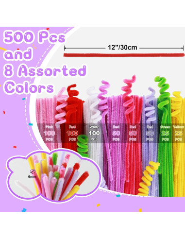 Limpiapipas Yalumo 500 Piezas 8 Colores para Manualidades