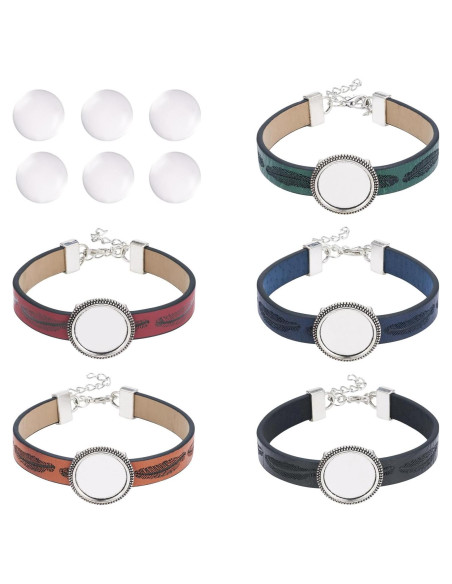 Kit de Pulseras DIY FASHEWELRY 5 Colores Cuero PU Ajustable Kit de Pulseras DIY FASHEWELRY 5 Colores Cuero PU Ajustable
