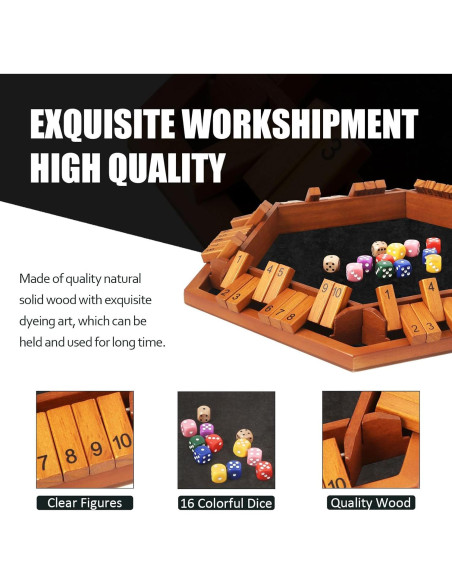 Juego de Mesa Shut The Box TooyBing para 6 Jugadores Juego de Mesa Shut The Box TooyBing para 6 Jugadores