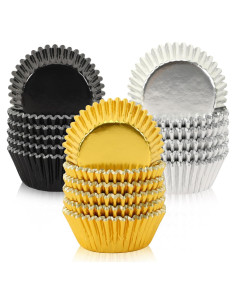 Forros de Cupcake SANNIX 450 Piezas Negro Dorado Plateado
