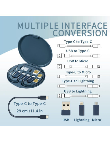 Adaptador USB 9 en 1 YAFIYGI Tipo C a Micro USB/Lightning