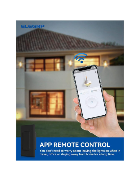 Interruptor de Luz Inteligente ELEGRP Wi-Fi 2.4GHz Negro Interruptor de Luz Inteligente ELEGRP Wi-Fi 2.4GHz Negro