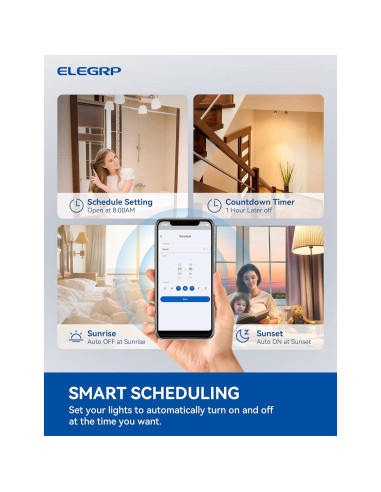 Interruptor de Luz Inteligente ELEGRP Wi-Fi 2.4GHz Negro