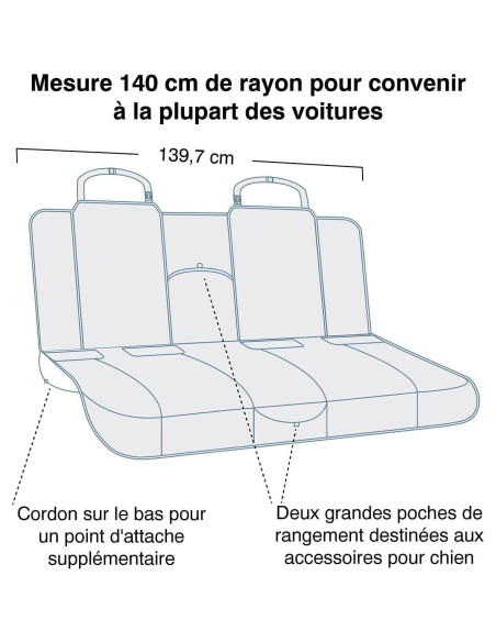 Cubierta de Asiento para Perros Kurgo Heather 139.7 cm Gris Cubierta de Asiento para Perros Kurgo Heather 139.7 cm Gris