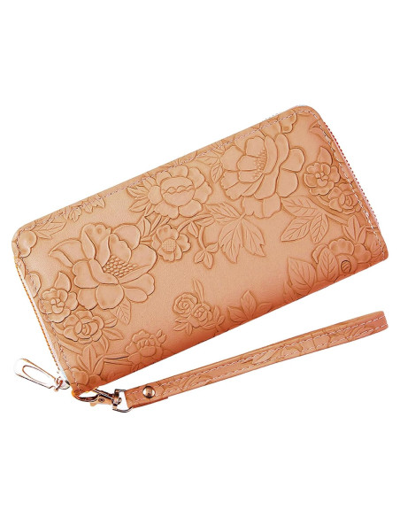 Cartera RFID de muñeca Bakurok de cuero floral 20x10 cm Cartera RFID de muñeca Bakurok de cuero floral 20x10 cm