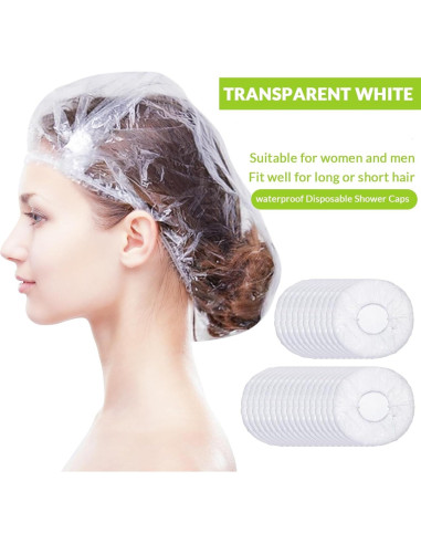 Gorras de Ducha Desechables Retisee 140 Pcs Grandes Transparentes