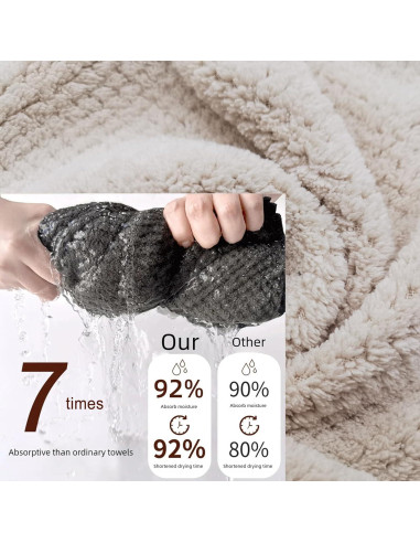 Toalla de Microfibra SURPRISE PIE Beige para Cabello Rizado 34x25 cm