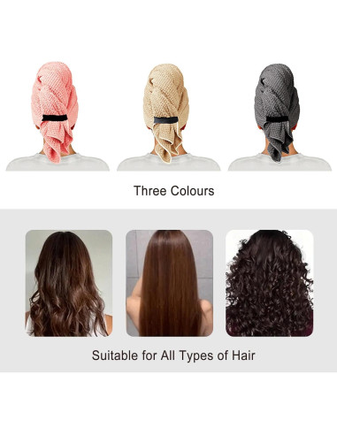 Toalla de Microfibra SURPRISE PIE Beige para Cabello Rizado 34x25 cm