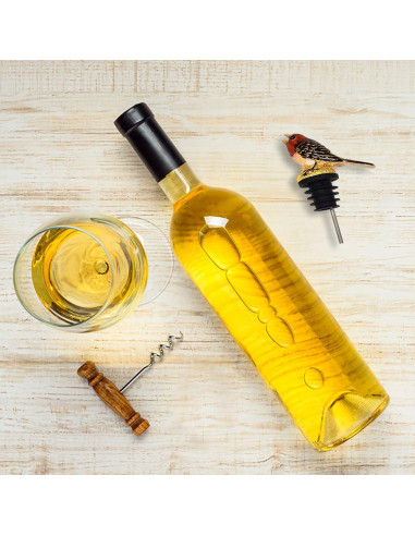 Vertedor de Vino Premium Flylin con Tapón Cónico y Diseño de Pájaro Colorido