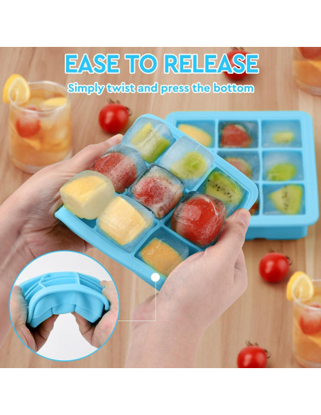 Bandeja de Hielo de Silicona Aibirui con Tapa 13.5x13.5 cm Bandeja de Hielo de Silicona Aibirui con Tapa 13.5x13.5 cm