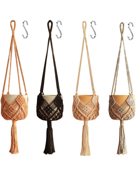 Macetero Colgante Boho XINBOR para Macetas de 20.32 cm, 4 Piezas Macetero Colgante Boho XINBOR para Macetas de 20.32 cm, 4 Piezas