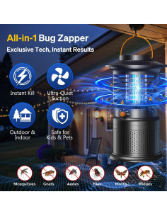 Zapper de Insectos GTERT 4 en 1 Recargable 10,000mAh Negro 2