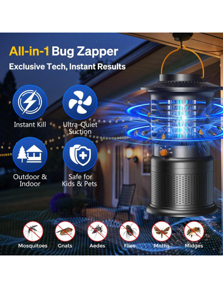 Zapper de Insectos GTERT 4 en 1 Recargable 10,000mAh Negro Zapper de Insectos GTERT 4 en 1 Recargable 10,000mAh Negro