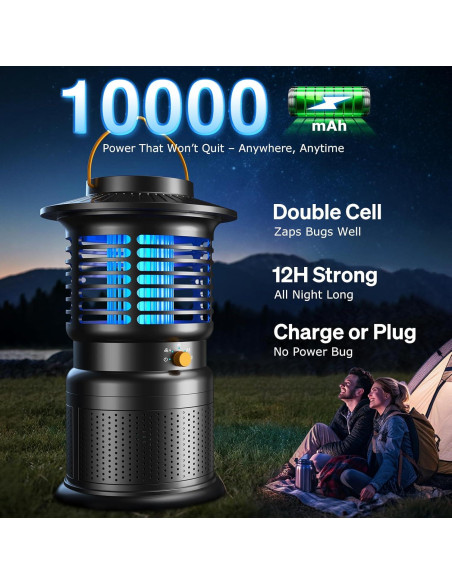 Zapper de Insectos GTERT 4 en 1 Recargable 10,000mAh Negro Zapper de Insectos GTERT 4 en 1 Recargable 10,000mAh Negro