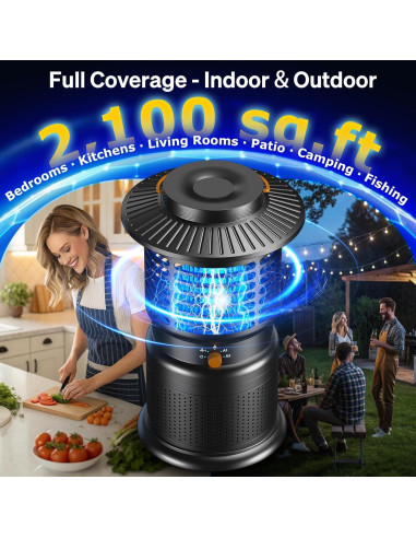 Zapper de Insectos GTERT 4 en 1 Recargable 10,000mAh Negro