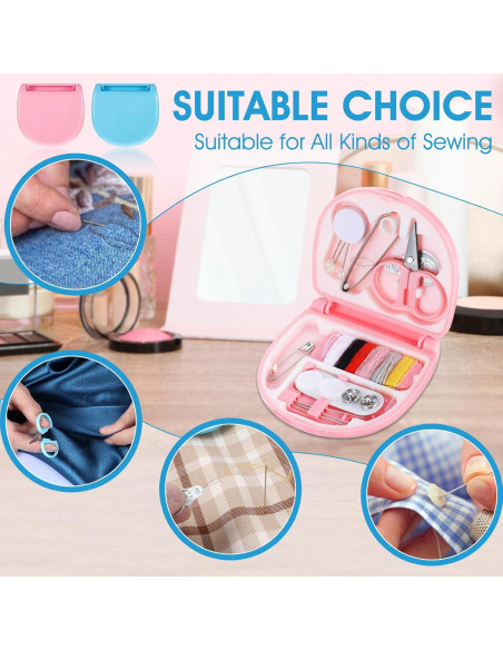Kit de Costura de Viaje Ubamdom 10 Piezas Rosa y Azul Kit de Costura de Viaje Ubamdom 10 Piezas Rosa y Azul