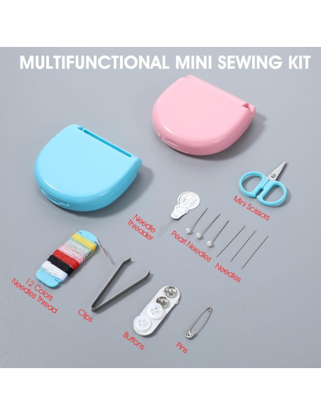 Kit de Costura de Viaje Ubamdom 10 Piezas Rosa y Azul Kit de Costura de Viaje Ubamdom 10 Piezas Rosa y Azul