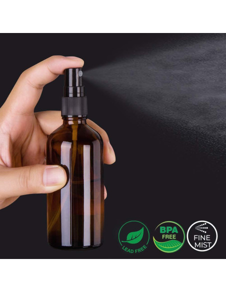 Set de 4 Botellas de Spray de Vidrio Ámbar 120 ml - Hmaimas Set de 4 Botellas de Spray de Vidrio Ámbar 120 ml - Hmaimas