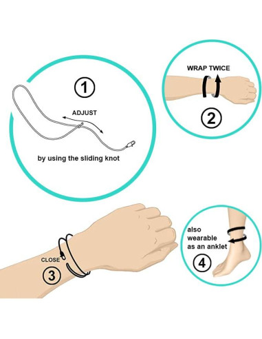 Pulsera de Tobillo Hecha a Mano Nami Ajustable Impermeable Negro