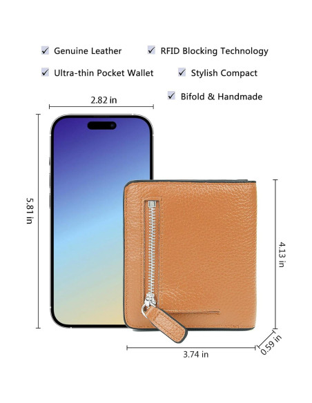 Cartera de Cuero AINIMOER Pequeña con Bloqueo RFID Cartera de Cuero AINIMOER Pequeña con Bloqueo RFID
