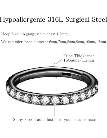 Aro de Nariz ORANGELOVE 16G 6mm Acero Quirúrgico CZ Claro Aro de Nariz ORANGELOVE 16G 6mm Acero Quirúrgico CZ Claro