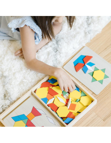 Bloques de Patrones Melissa & Doug - Juguete de Madera 120 Piezas
