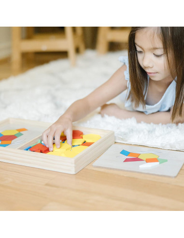 Bloques de Patrones Melissa & Doug - Juguete de Madera 120 Piezas